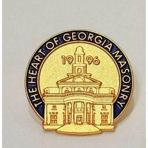 The Heart of Georgia Masonry Lapel Pin Masonic 7/8" Gold tone Blue 1996 Building